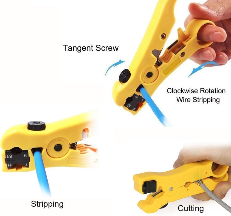 exgoofit Pack 2pcs Universal Cable Wire Stripper Cutter Stripping Tool for Flat or Round UTP Cat5 Cat6 Wire Coax Coaxial - Image 3